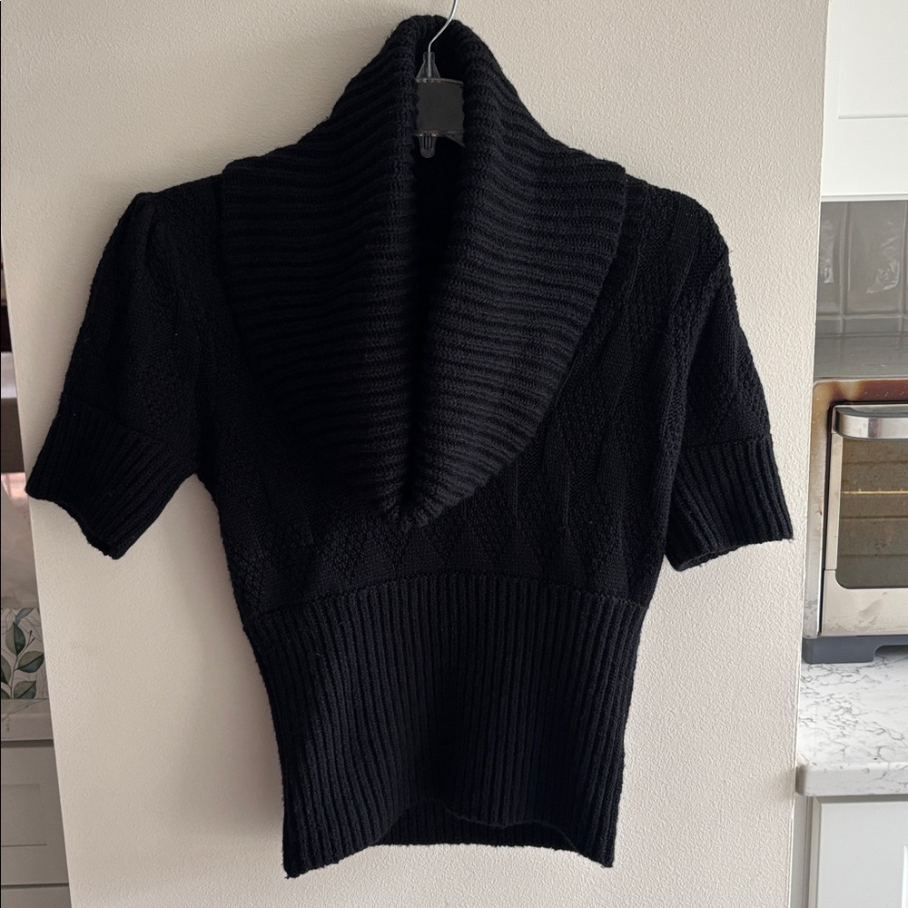 French Connection Black Short Sleeve Sweater